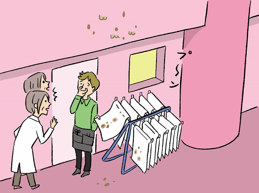 部屋からベランダに汚物を投棄されて、住民にも迷惑が…… （イラスト／アンドウカヲリ）